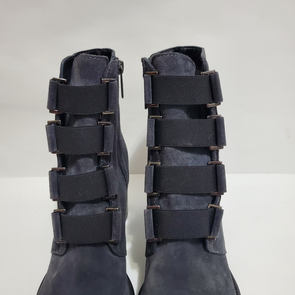 Aqautalia Indira Boot Gray Suede block heel ankle bootie side zip - Picture 4 of 16
